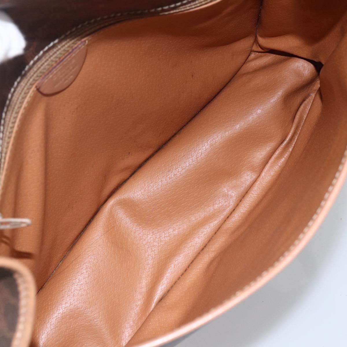 CELINE Macadam Canvas Shoulder Bag PVC Leather Brown Gold Auth 170071