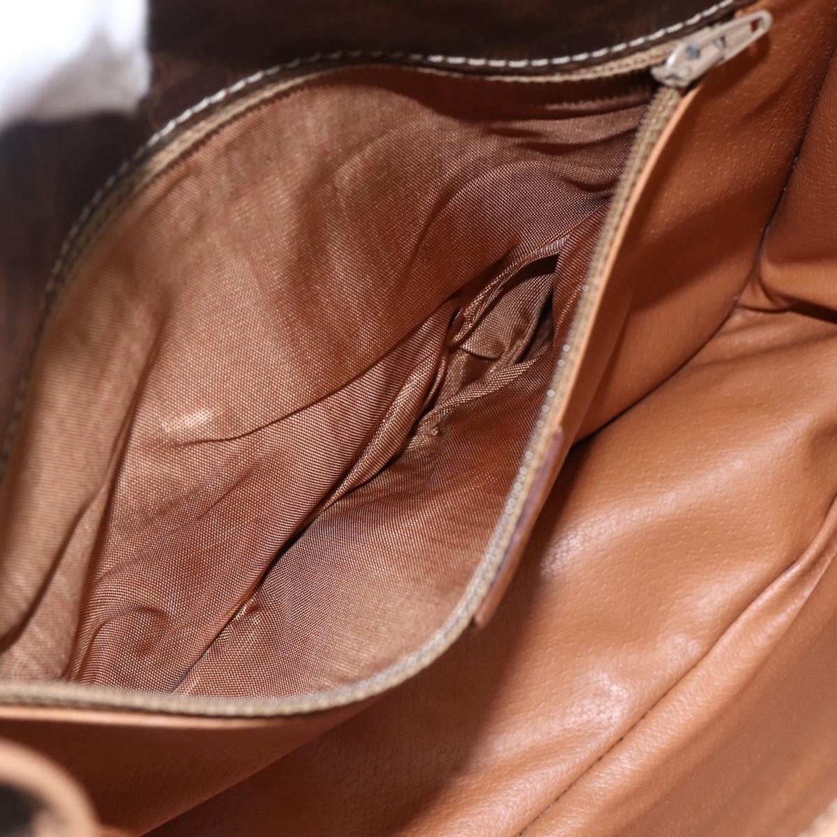 CELINE Macadam Canvas Shoulder Bag PVC Leather Brown Gold Auth 170071