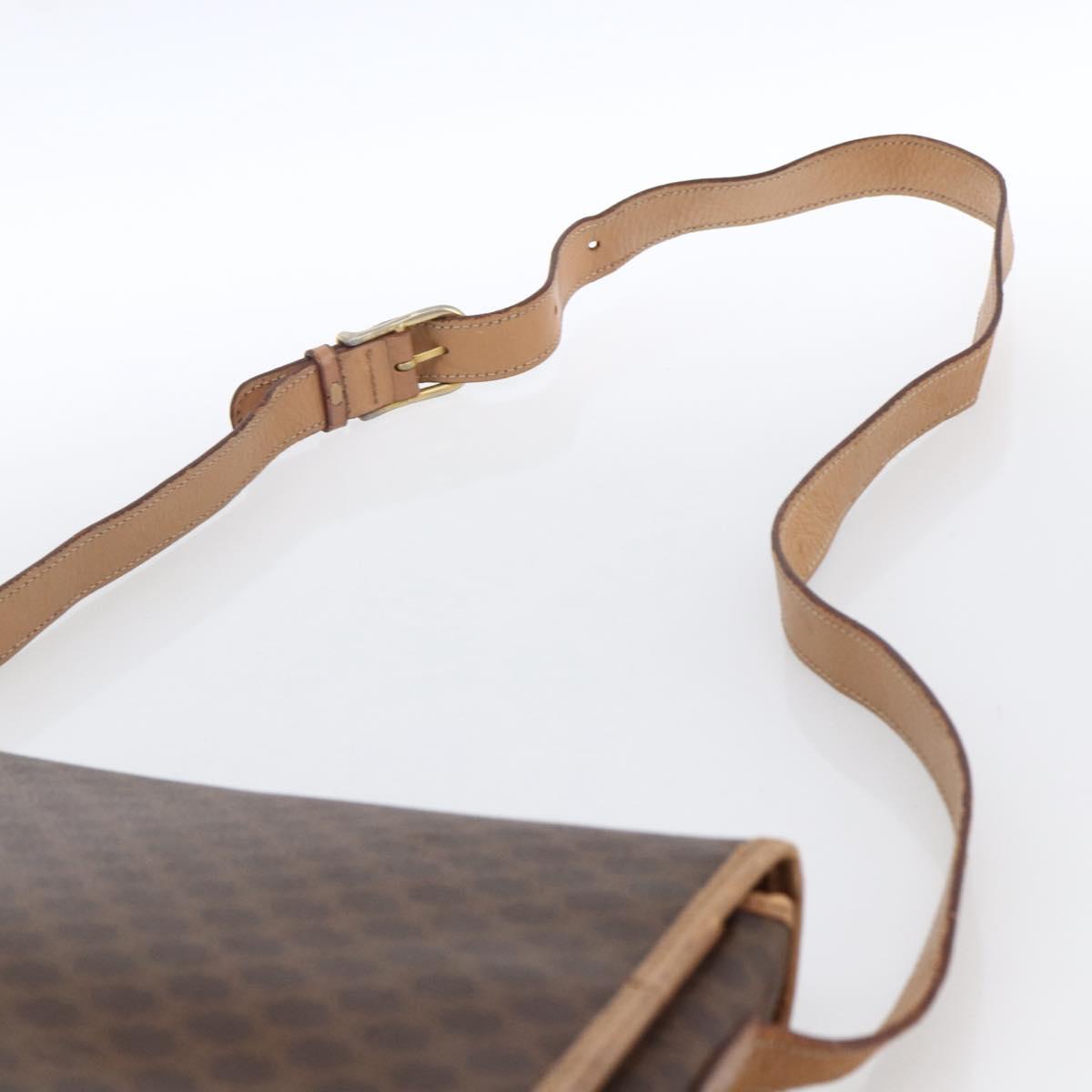 CELINE Macadam Canvas Shoulder Bag PVC Leather Brown Gold Auth 170071