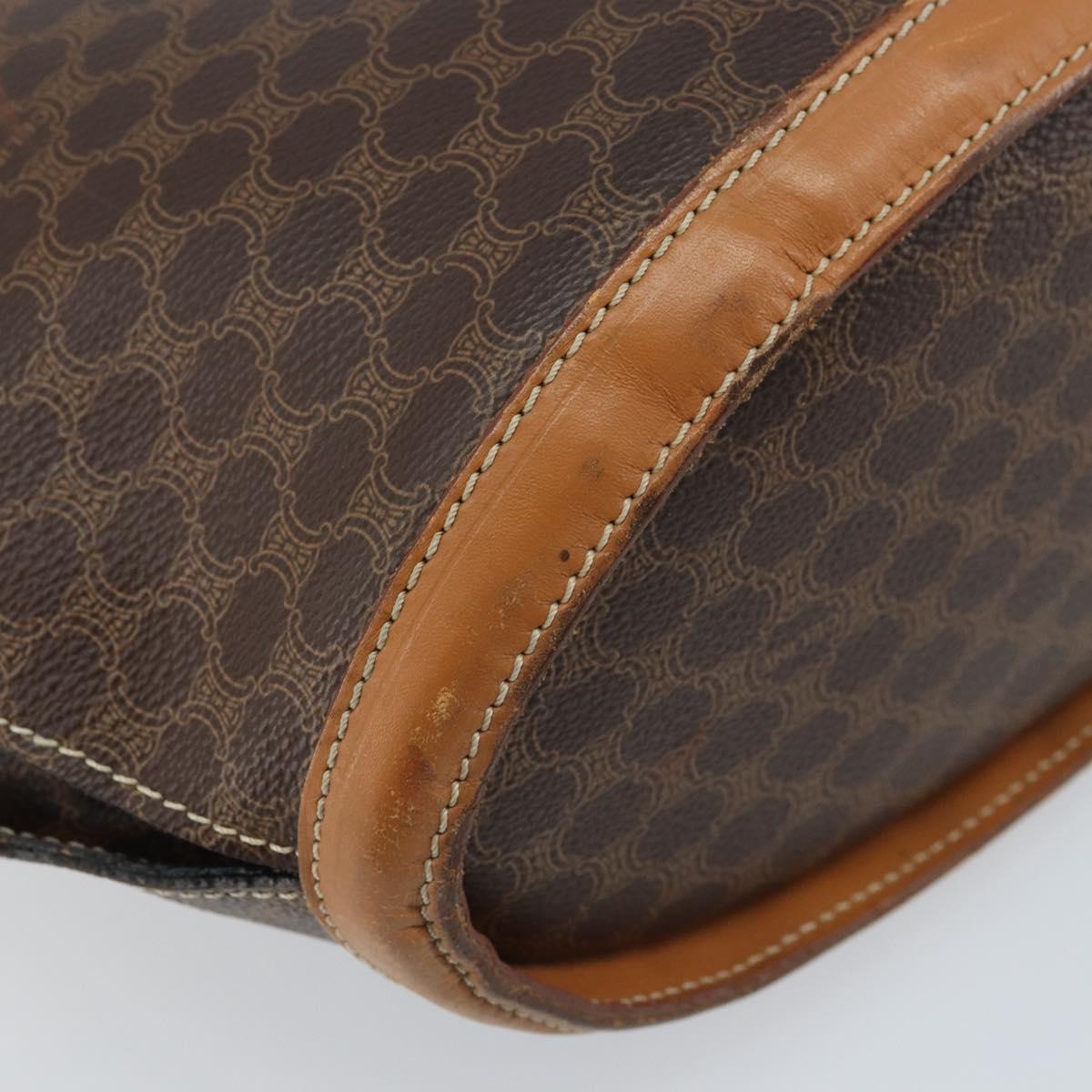 CELINE Macadam Canvas Tote Bag PVC Leather Brown Gold Auth 170072