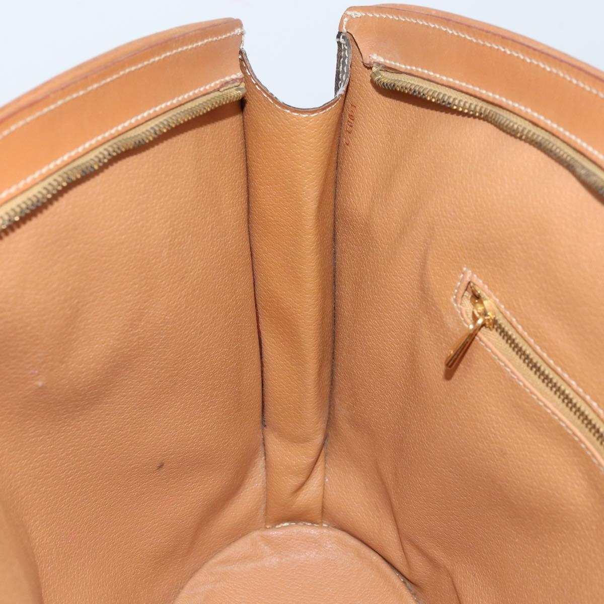 CELINE Macadam Canvas Tote Bag PVC Leather Brown Gold Auth 170072