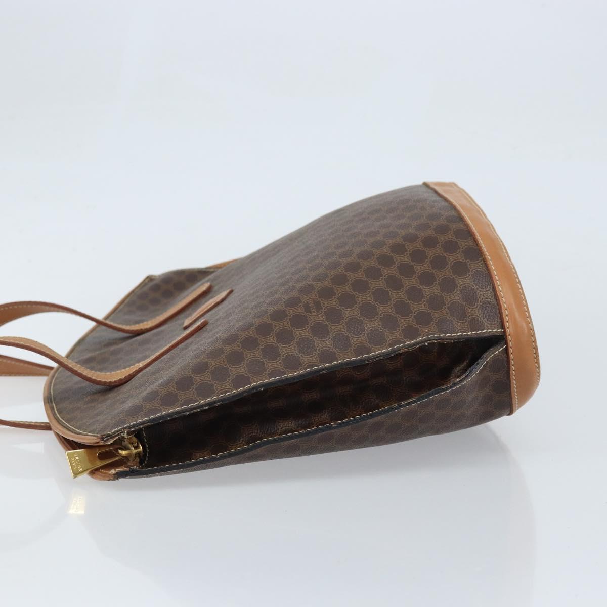 CELINE Macadam Canvas Tote Bag PVC Leather Brown Gold Auth 170072