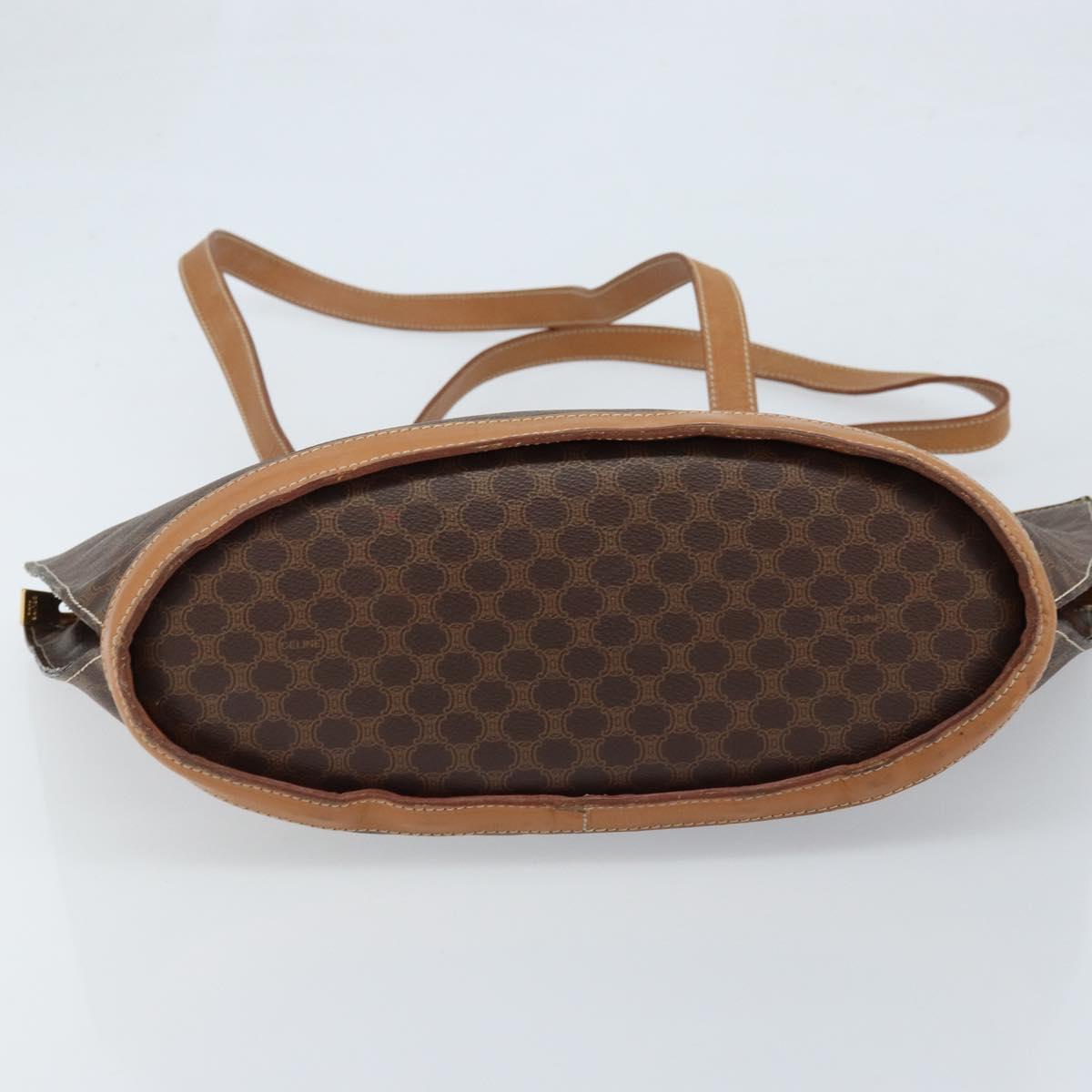 CELINE Macadam Canvas Tote Bag PVC Leather Brown Gold Auth 170072