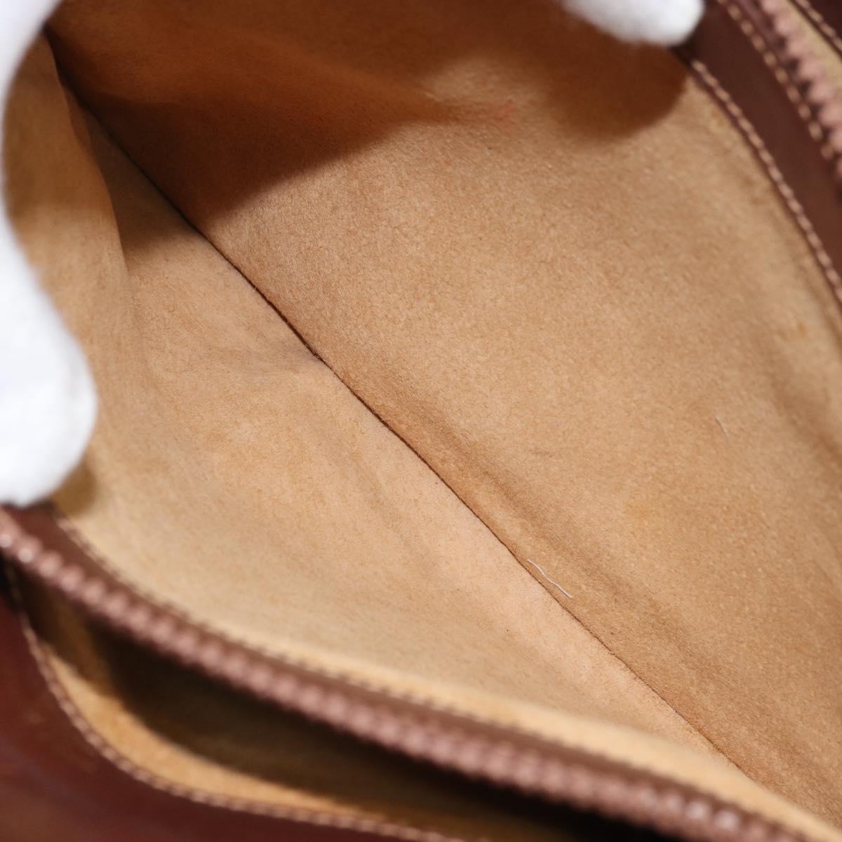 GUCCI Shoulder Bag Leather Brown Gold Auth 170074