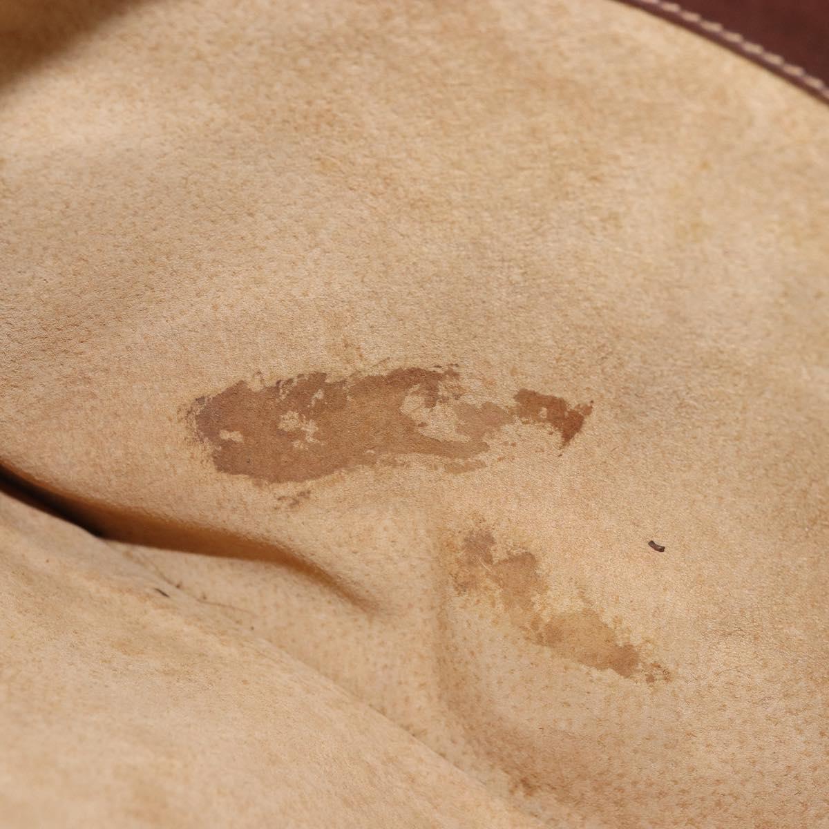 GUCCI Shoulder Bag Leather Brown Gold Auth 170074