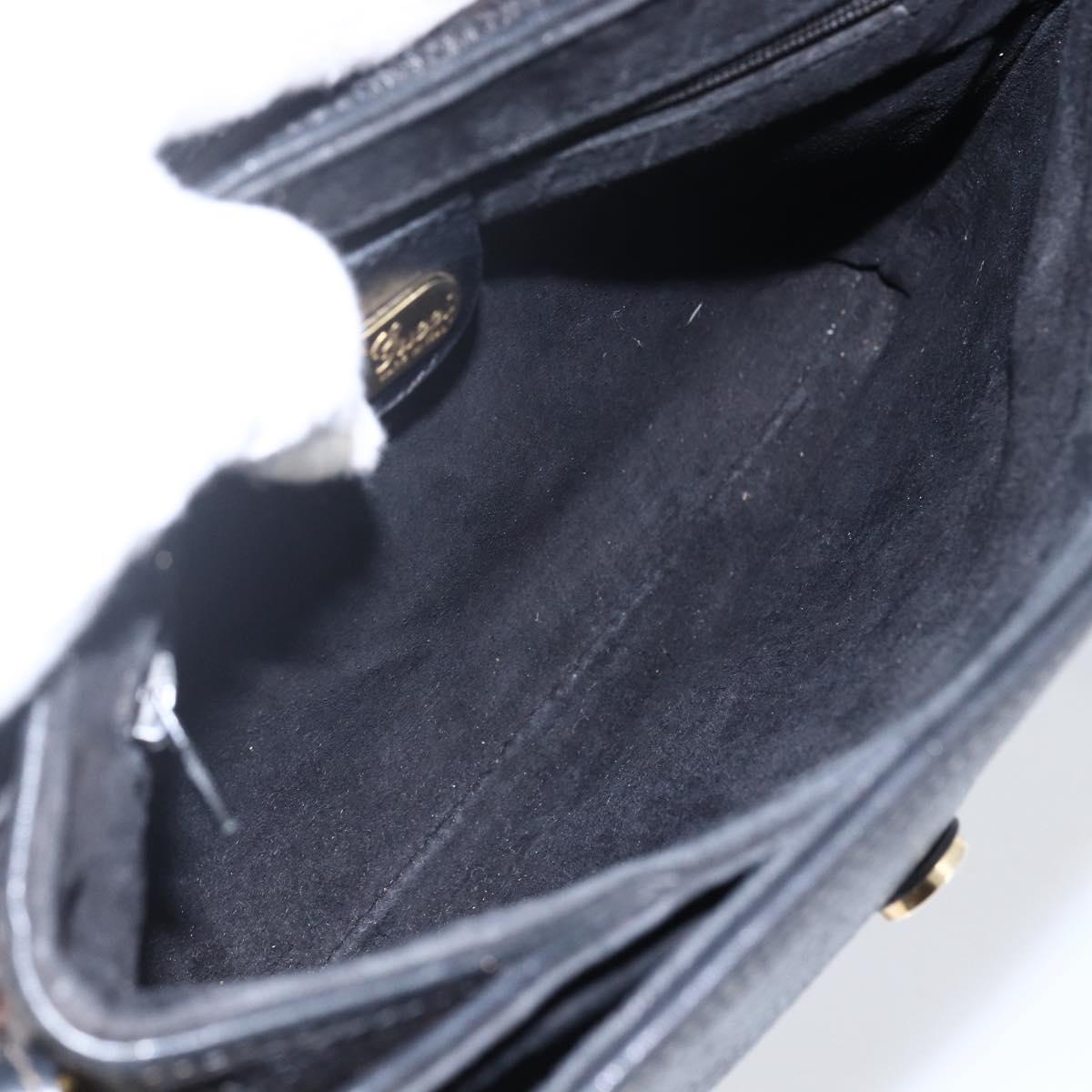 GUCCI Horsebit Shoulder Bag Leather Black Gold Auth 170075