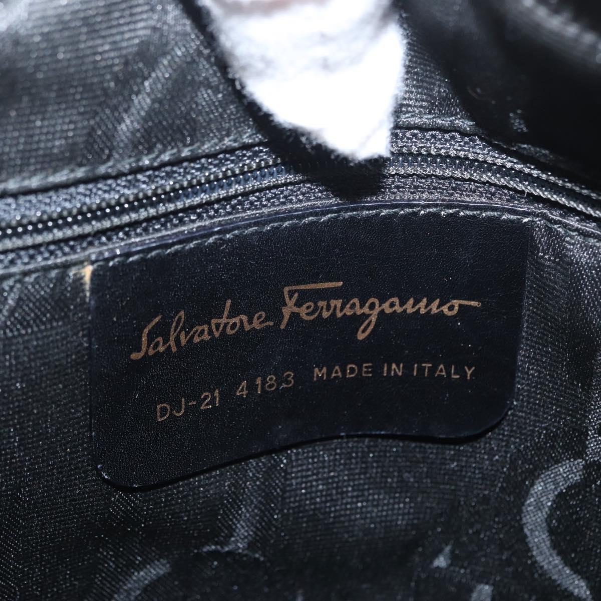 Salvatore Ferragamo Vala Shoulder Bag Leather Black Gold Auth 170076