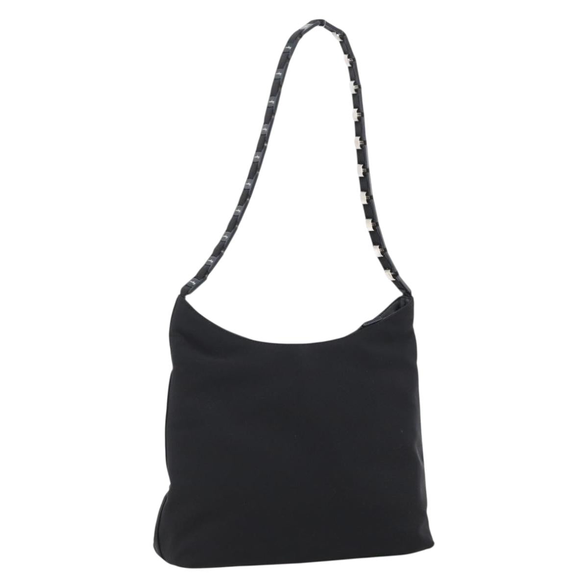 Salvatore Ferragamo Vala Shoulder Bag Canvas Black Silver Auth 170077