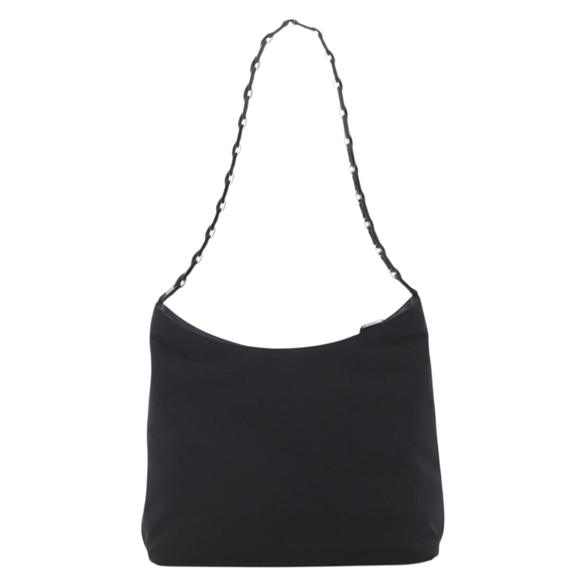 Salvatore Ferragamo Vala Shoulder Bag Canvas Black Silver Auth 170077