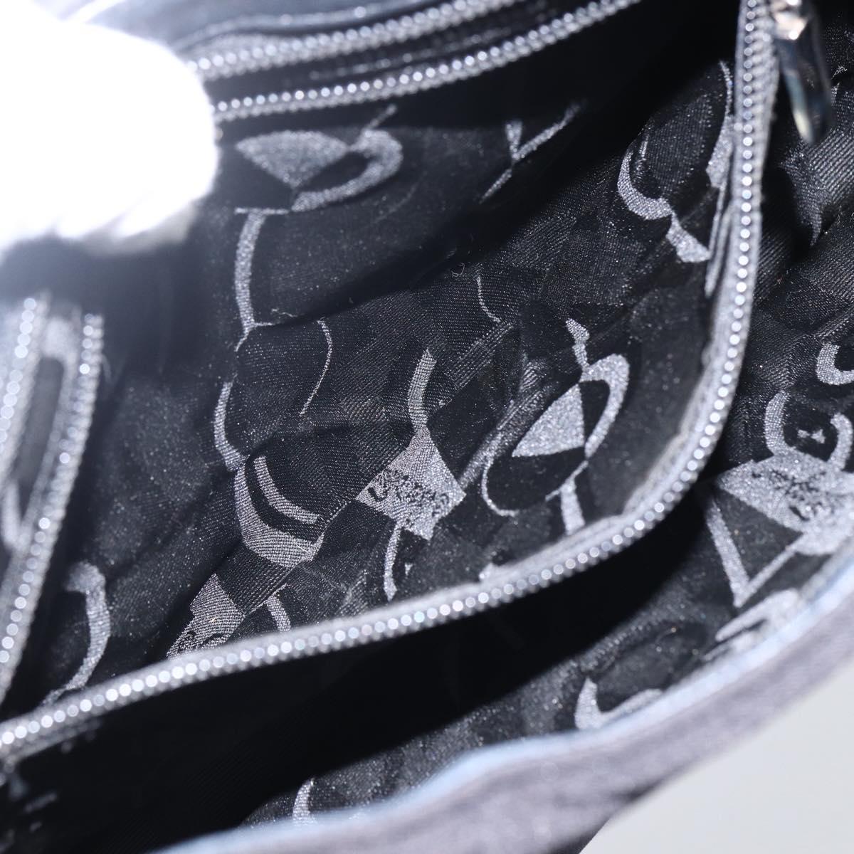 Salvatore Ferragamo Vala Shoulder Bag Canvas Black Silver Auth 170077
