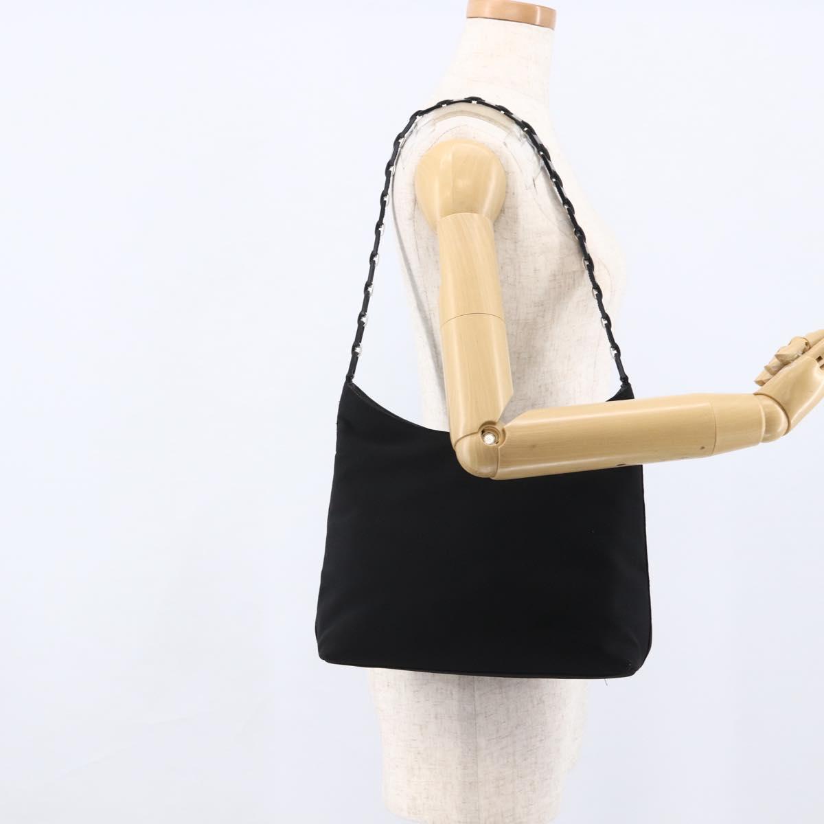 Salvatore Ferragamo Vala Shoulder Bag Canvas Black Silver Auth 170077