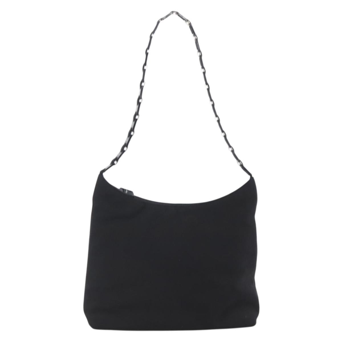 Salvatore Ferragamo Vala Shoulder Bag Canvas Black Silver Auth 170077