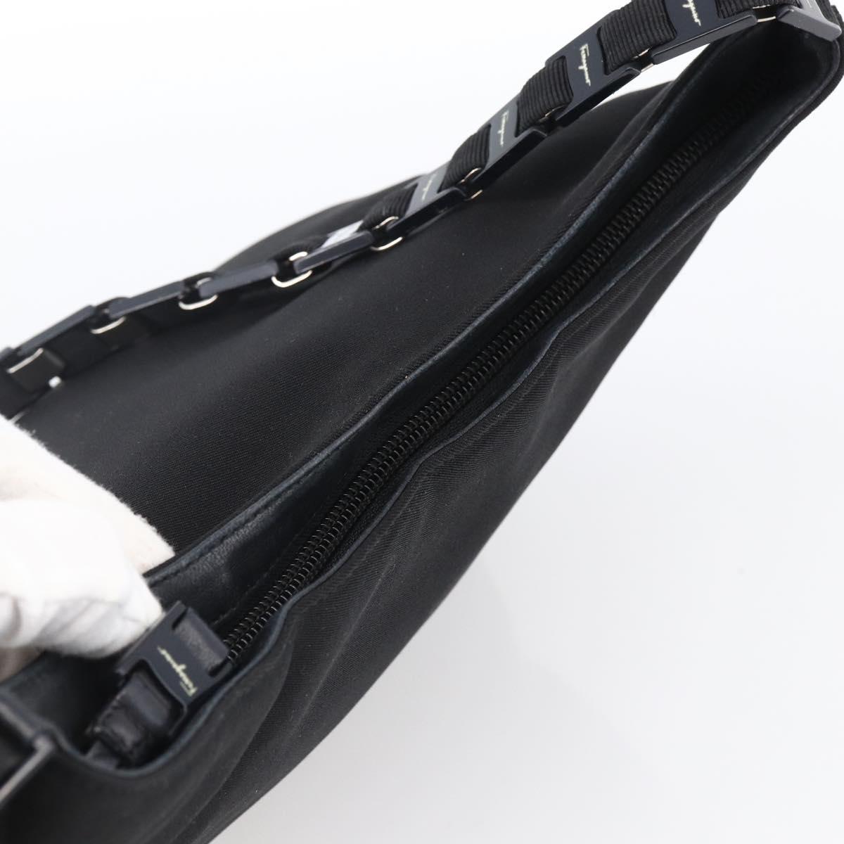 Salvatore Ferragamo Vala Shoulder Bag Canvas Black Silver Auth 170077