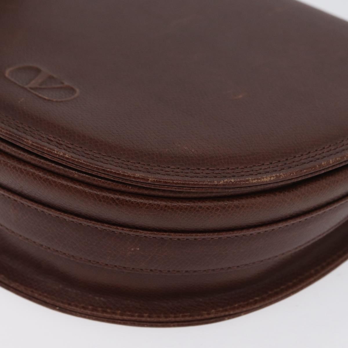 VALENTINO Shoulder Bag Leather Gold Brown Auth 170080