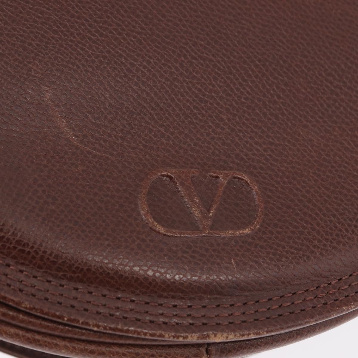 VALENTINO Shoulder Bag Leather Gold Brown Auth 170080