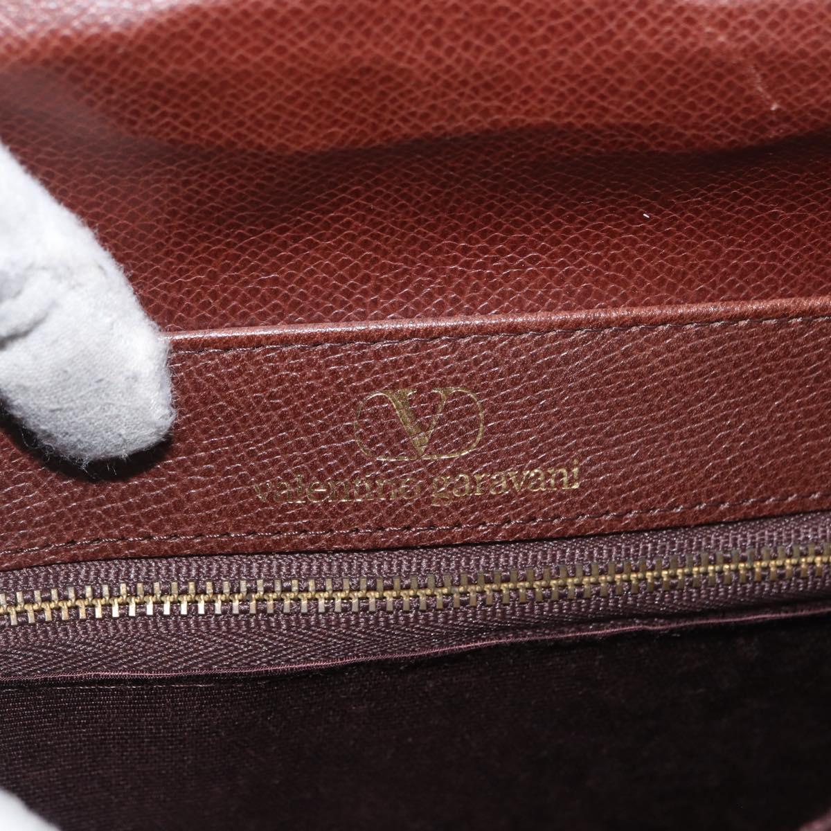 VALENTINO Shoulder Bag Leather Gold Brown Auth 170080