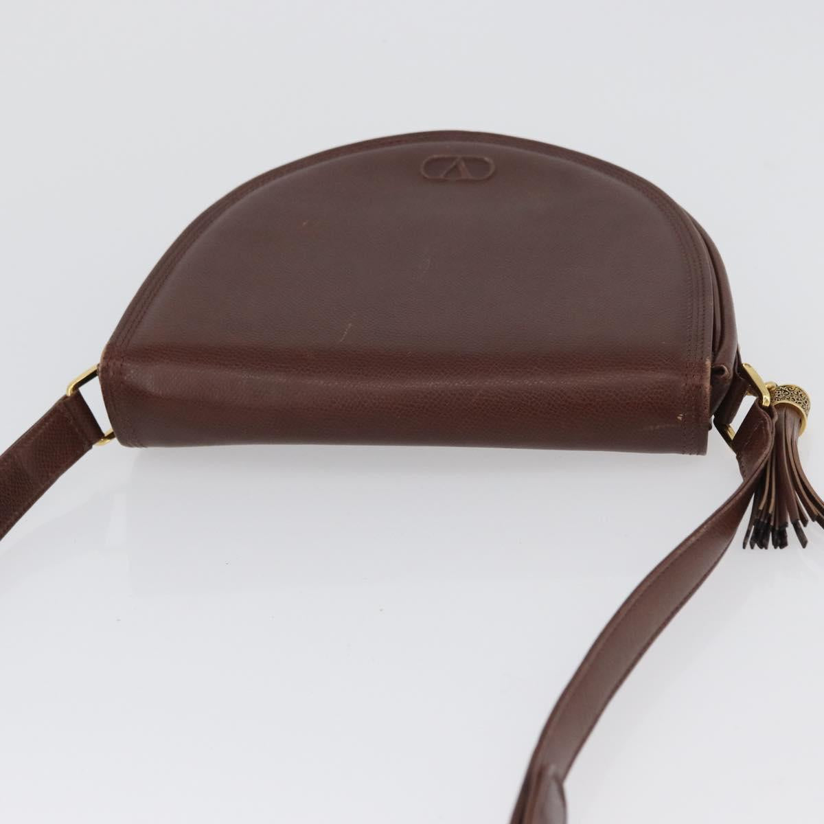 VALENTINO Shoulder Bag Leather Gold Brown Auth 170080