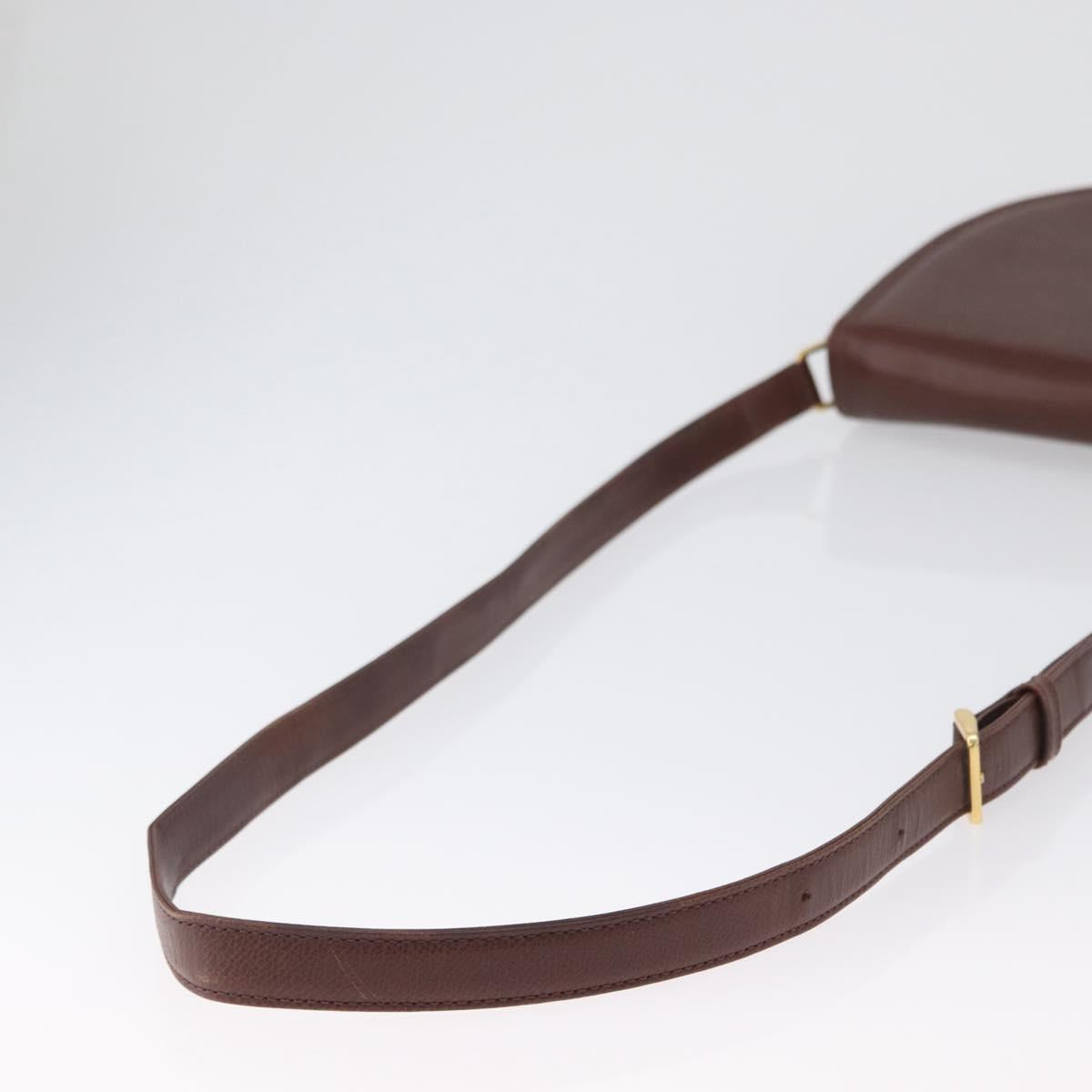 VALENTINO Shoulder Bag Leather Gold Brown Auth 170080