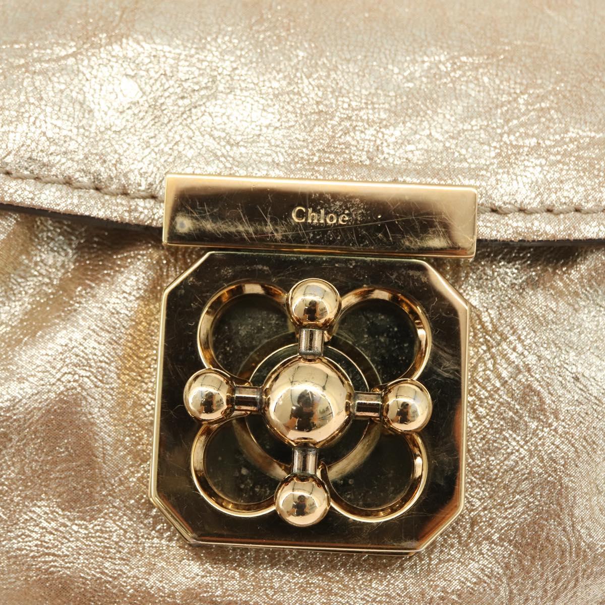 Chloe Elsie Hand Bag Leather 2way Gold Auth 170081