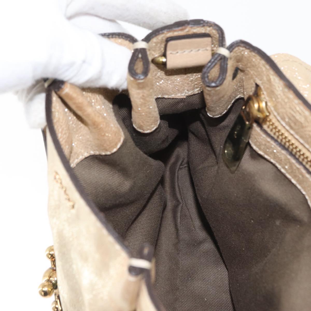 Chloe Elsie Hand Bag Leather 2way Gold Auth 170081
