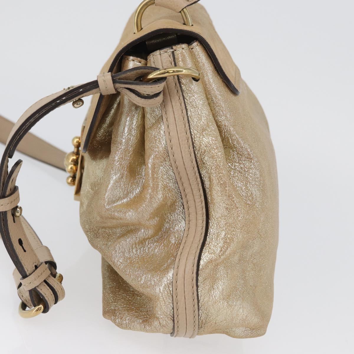 Chloe Elsie Hand Bag Leather 2way Gold Auth 170081