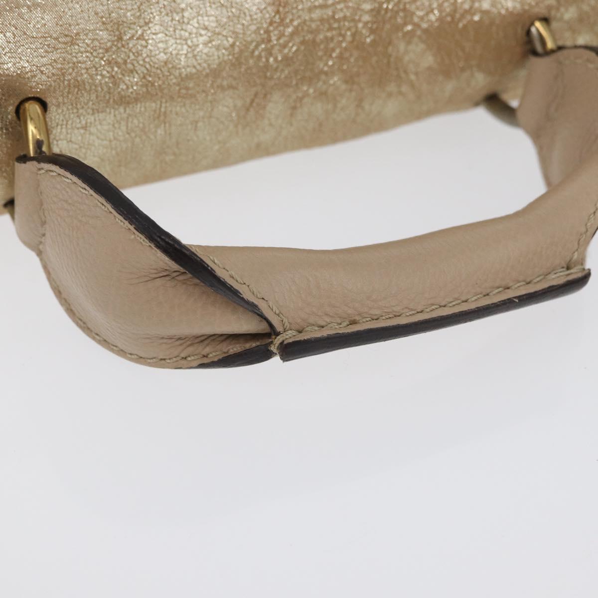 Chloe Elsie Hand Bag Leather 2way Gold Auth 170081