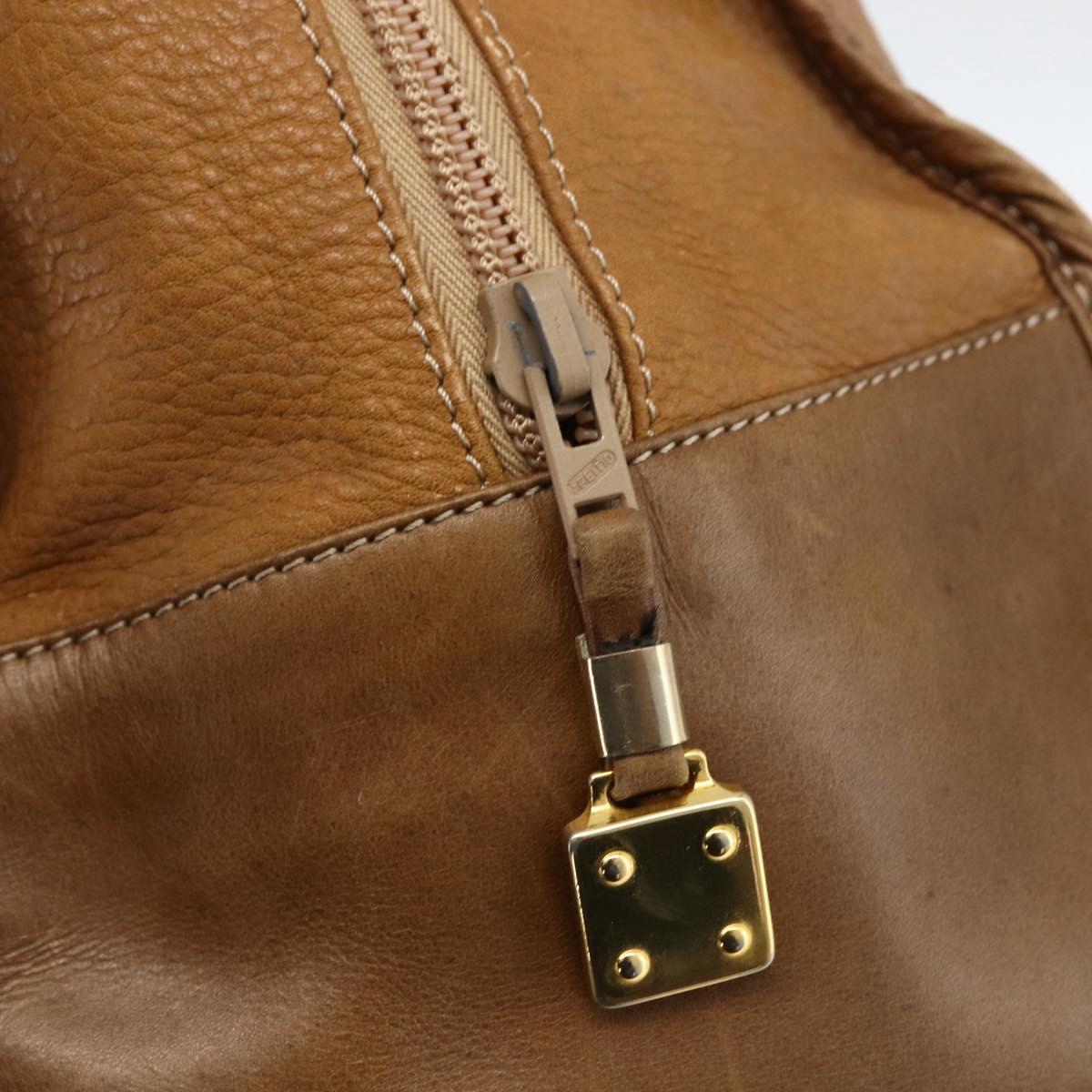 LOEWE Anagram Amazona 30 Hand Bag Leather Beige Gold Auth 170083