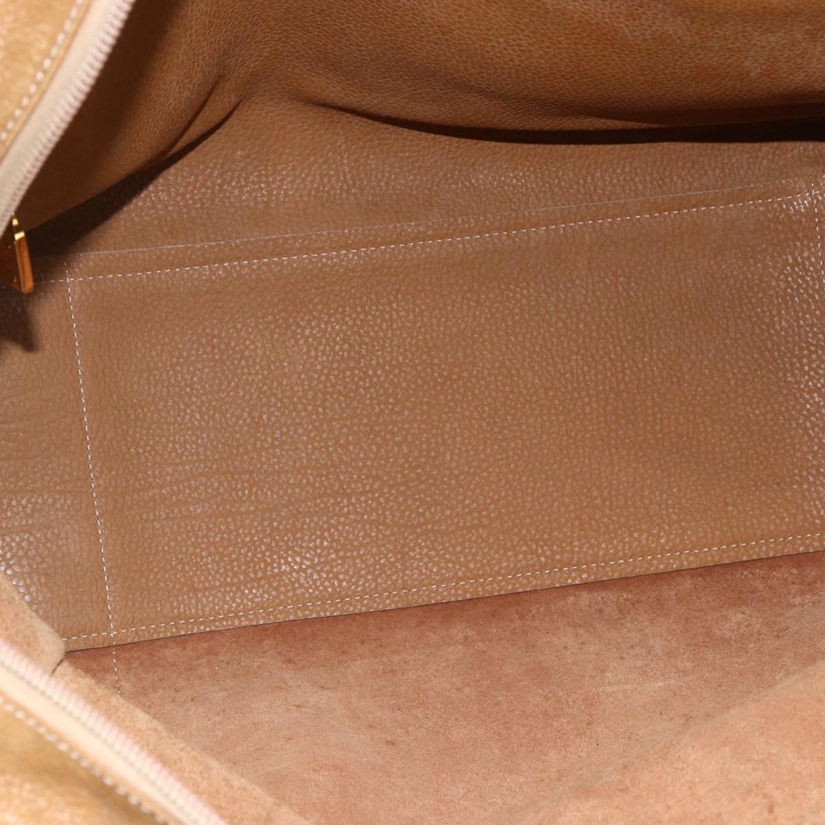 LOEWE Anagram Amazona 30 Hand Bag Leather Beige Gold Auth 170083
