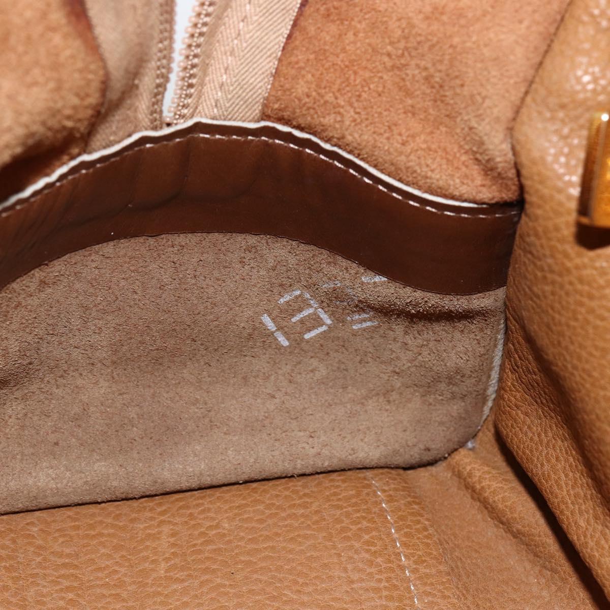 LOEWE Anagram Amazona 30 Hand Bag Leather Beige Gold Auth 170083