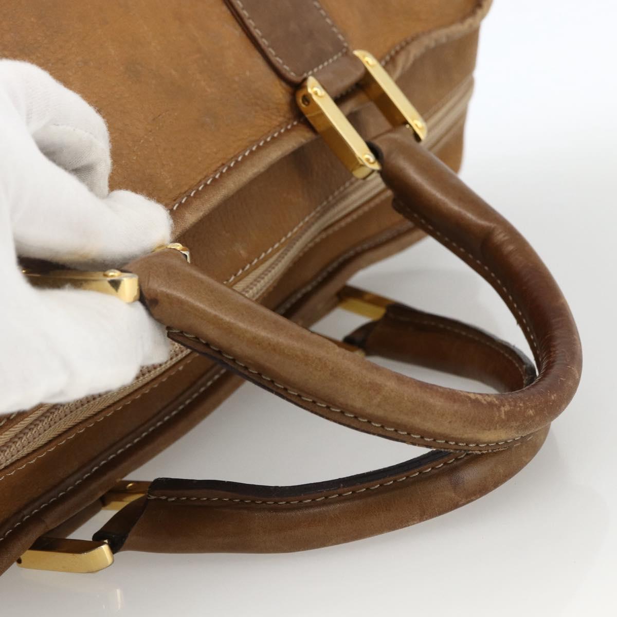 LOEWE Anagram Amazona 30 Hand Bag Leather Beige Gold Auth 170083