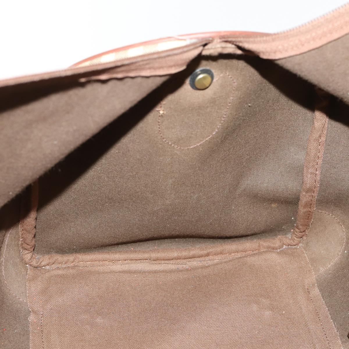 Burberrys Nova Check Boston Bag PVC 2way Beige Gold Auth 170084