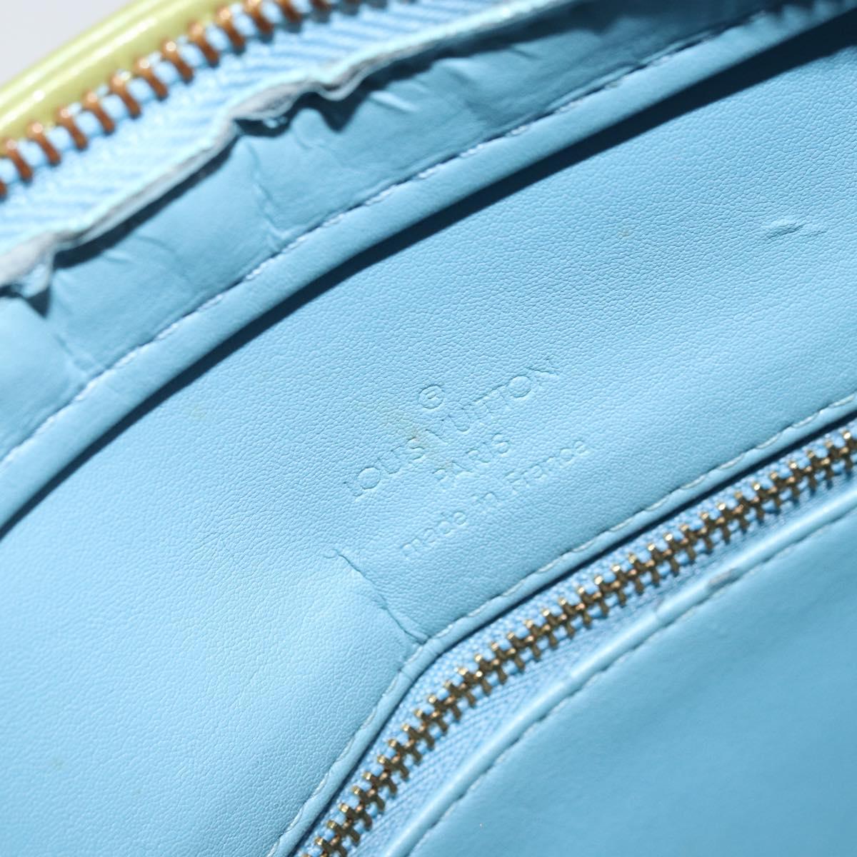 LOUIS VUITTON Monogram Vernis Houston Hand Bag Baby Blue M91005 LV Auth 170087