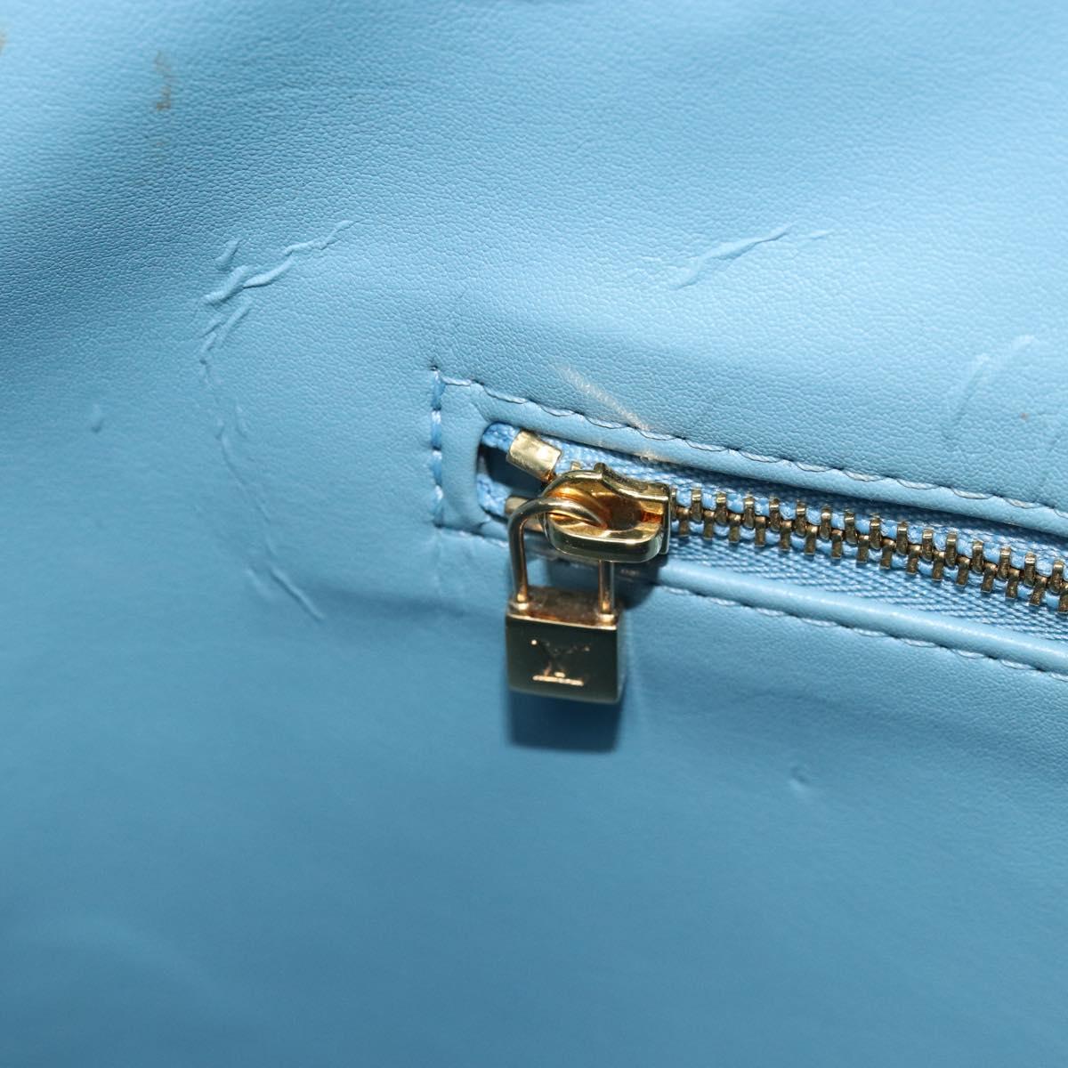 LOUIS VUITTON Monogram Vernis Houston Hand Bag Baby Blue M91005 LV Auth 170087