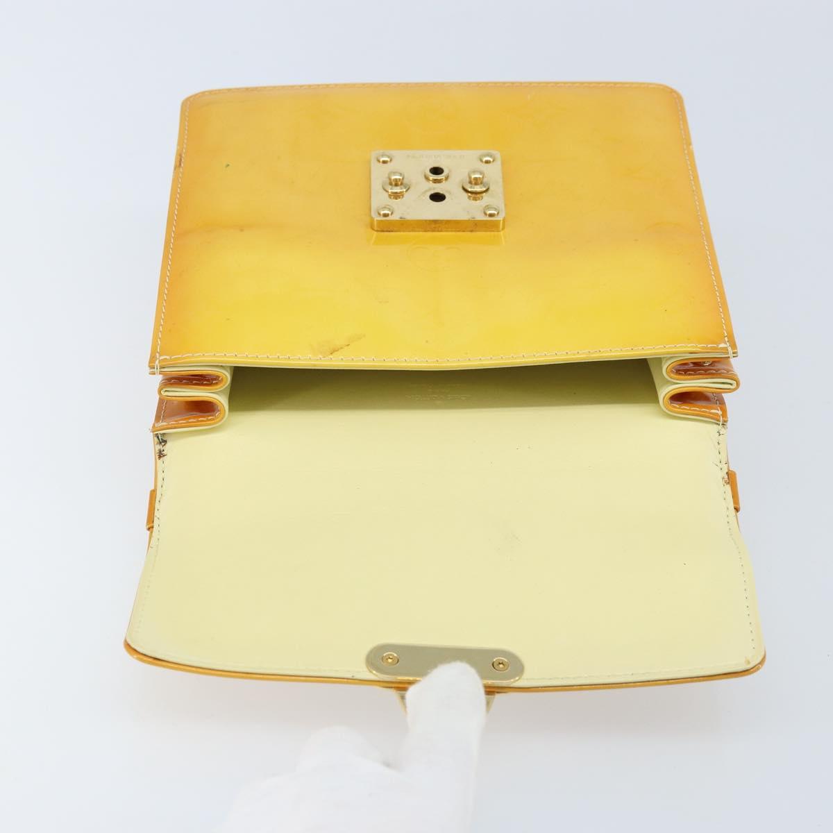LOUIS VUITTON Monogram Vernis Spring Street Bag Lime Yellow M91068 Auth 170096