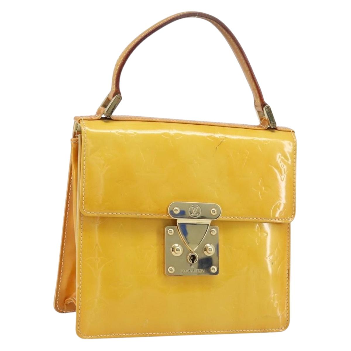 LOUIS VUITTON Monogram Vernis Spring Street Bag Lime Yellow M91068 Auth 170096