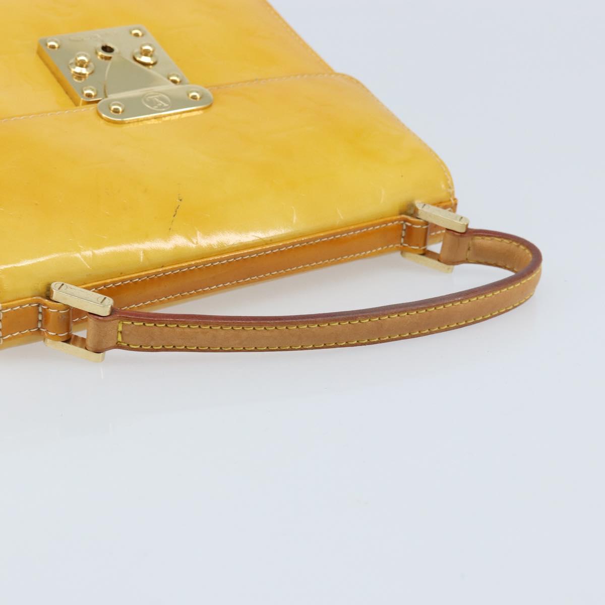 LOUIS VUITTON Monogram Vernis Spring Street Bag Lime Yellow M91068 Auth 170096