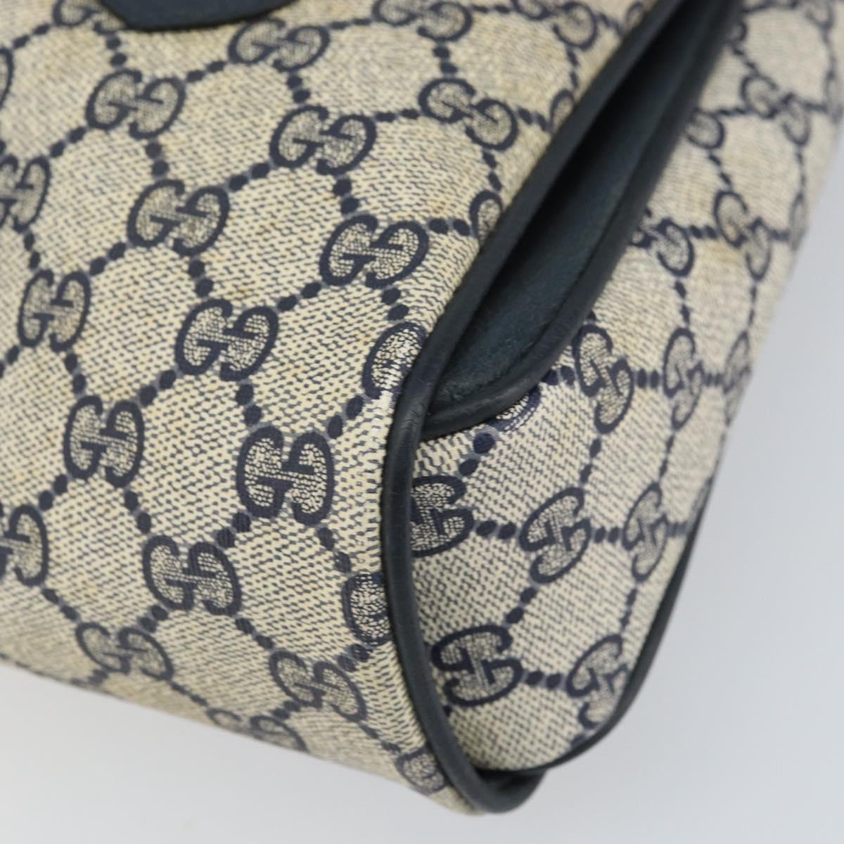 GUCCI GG Supreme Hand Bag PVC Navy Gold 116 02 080 Auth 170106