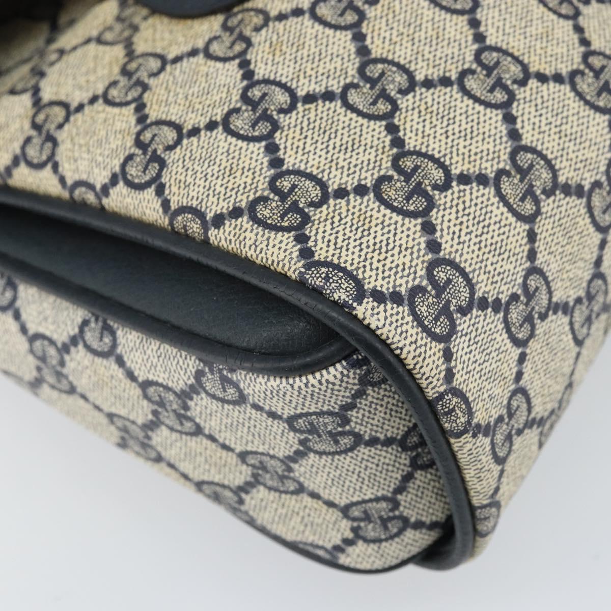 GUCCI GG Supreme Hand Bag PVC Navy Gold 116 02 080 Auth 170106