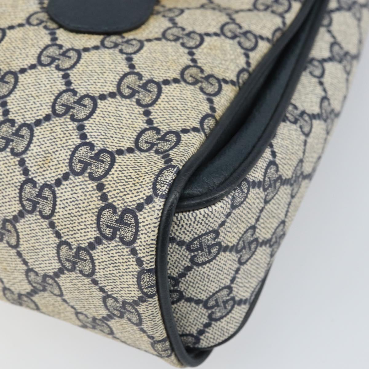 GUCCI GG Supreme Hand Bag PVC Navy Gold 116 02 080 Auth 170106