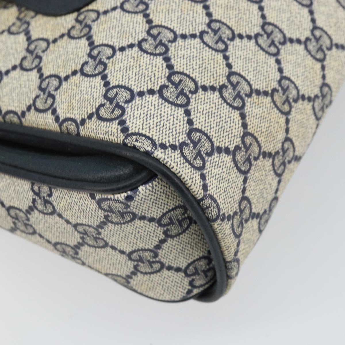 GUCCI GG Supreme Hand Bag PVC Navy Gold 116 02 080 Auth 170106