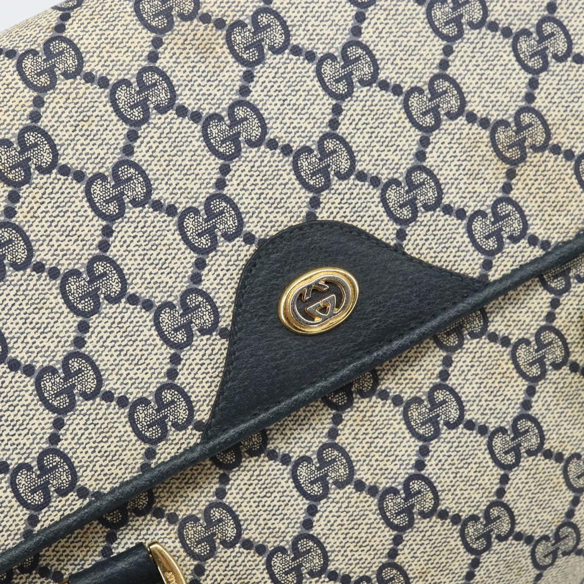 GUCCI GG Supreme Hand Bag PVC Navy Gold 116 02 080 Auth 170106