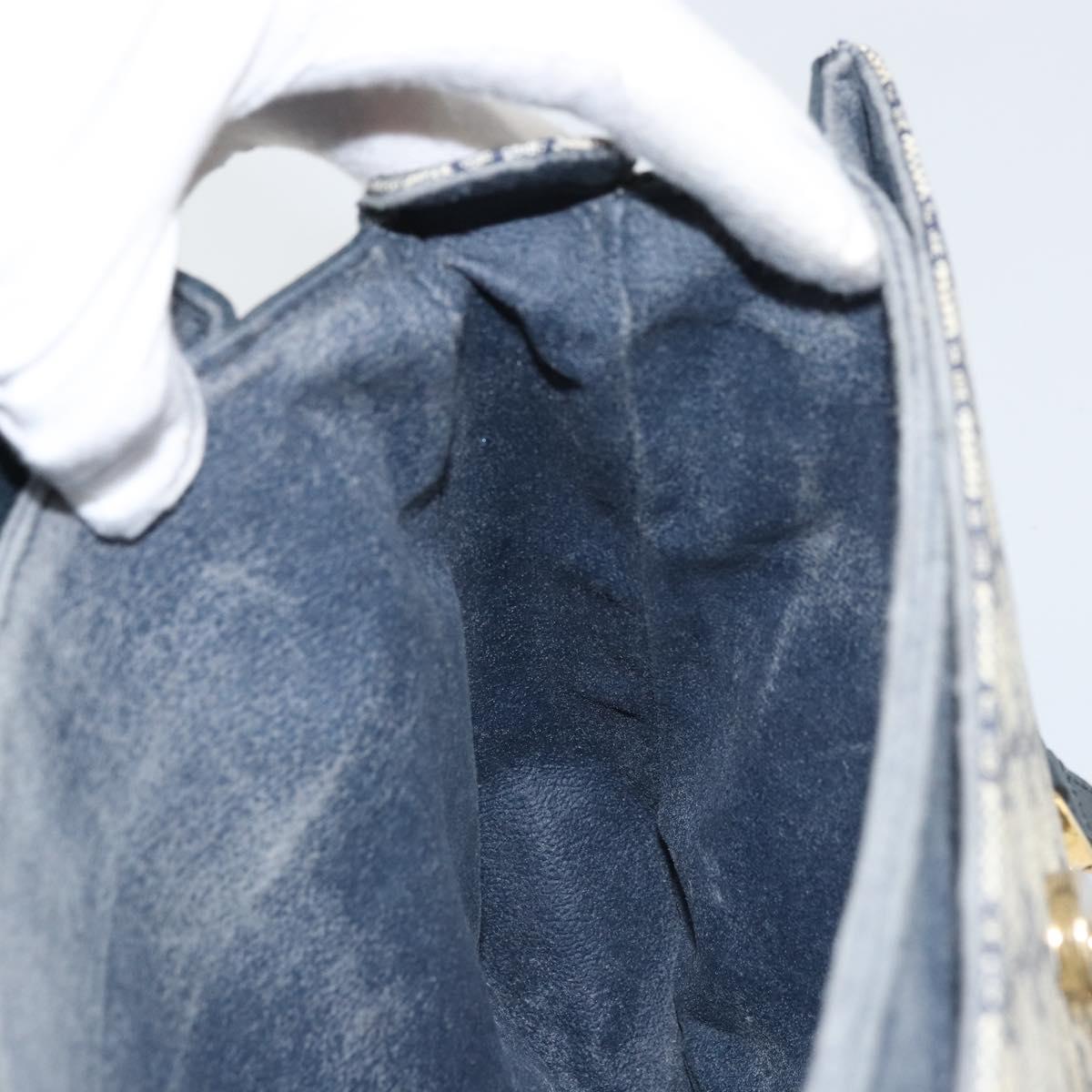 GUCCI GG Supreme Hand Bag PVC Navy Gold 116 02 080 Auth 170106