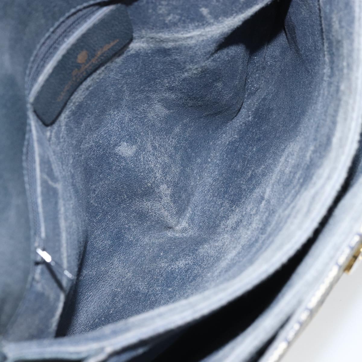 GUCCI GG Supreme Hand Bag PVC Navy Gold 116 02 080 Auth 170106