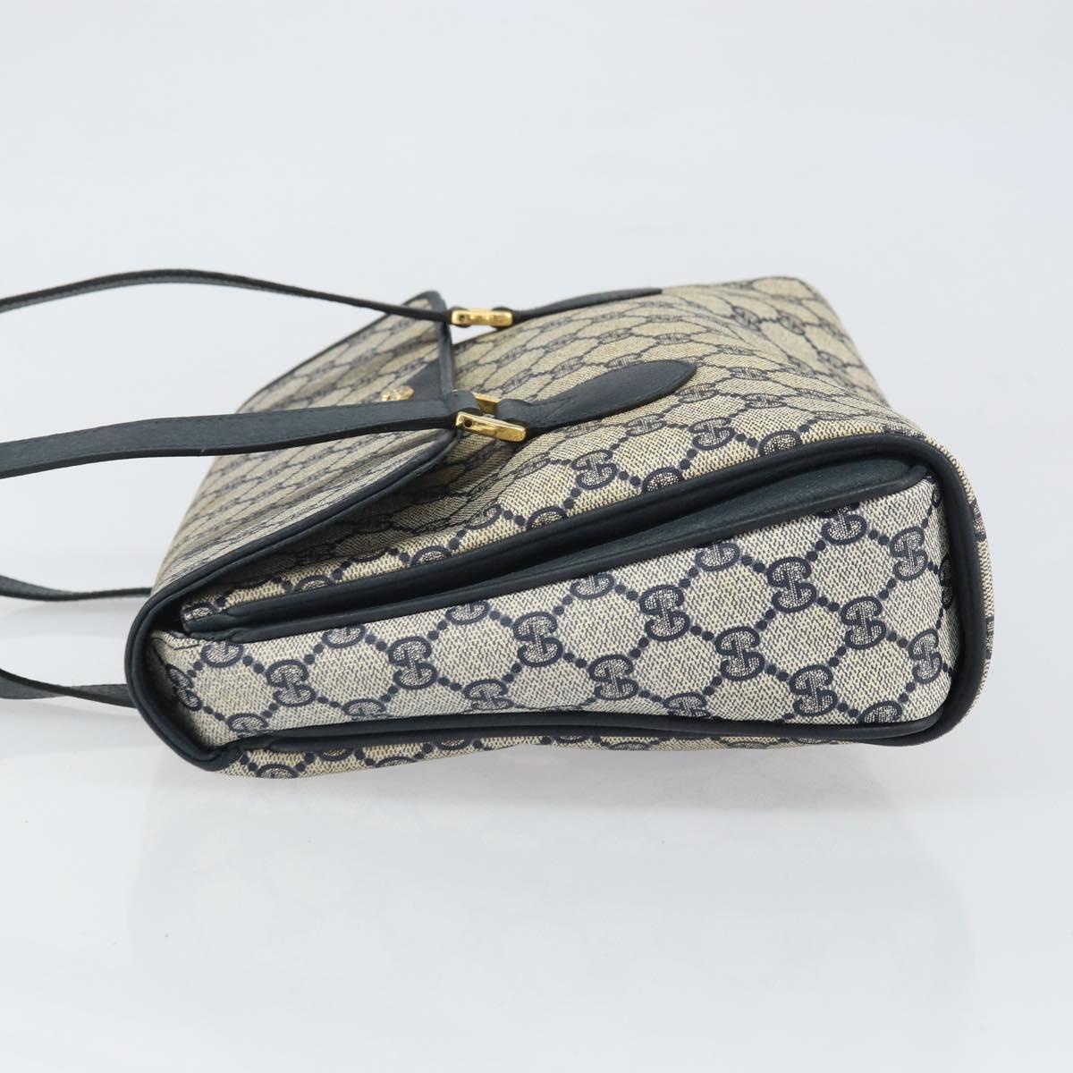 GUCCI GG Supreme Hand Bag PVC Navy Gold 116 02 080 Auth 170106