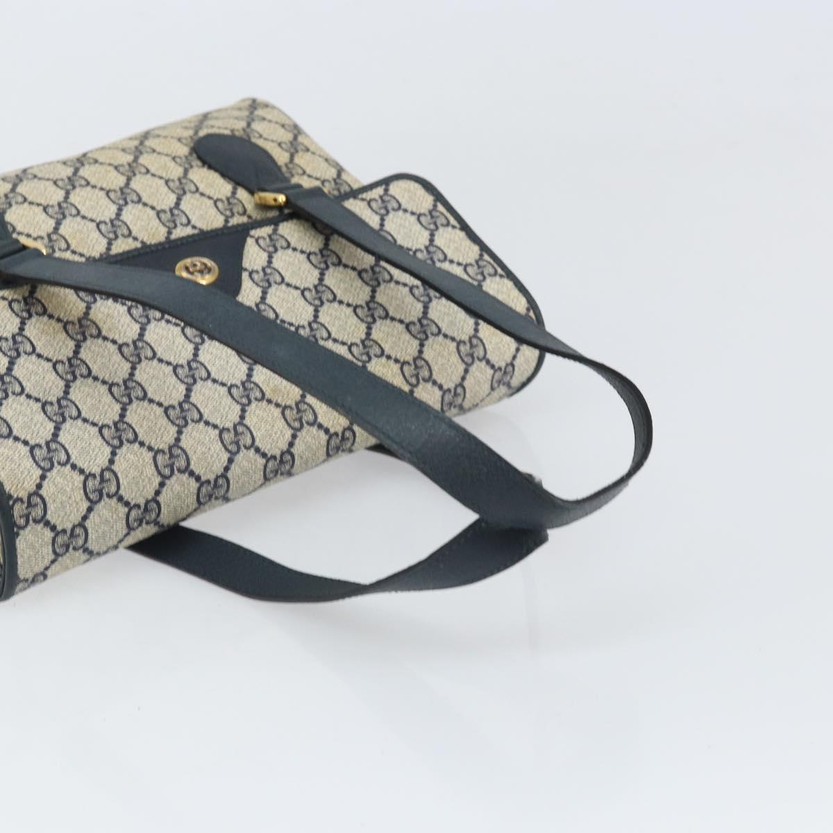 GUCCI GG Supreme Hand Bag PVC Navy Gold 116 02 080 Auth 170106