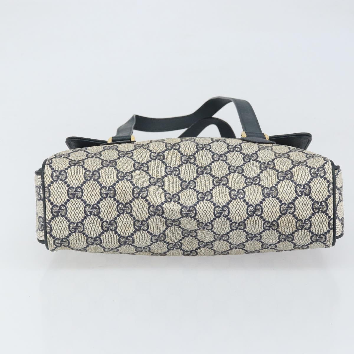 GUCCI GG Supreme Hand Bag PVC Navy Gold 116 02 080 Auth 170106