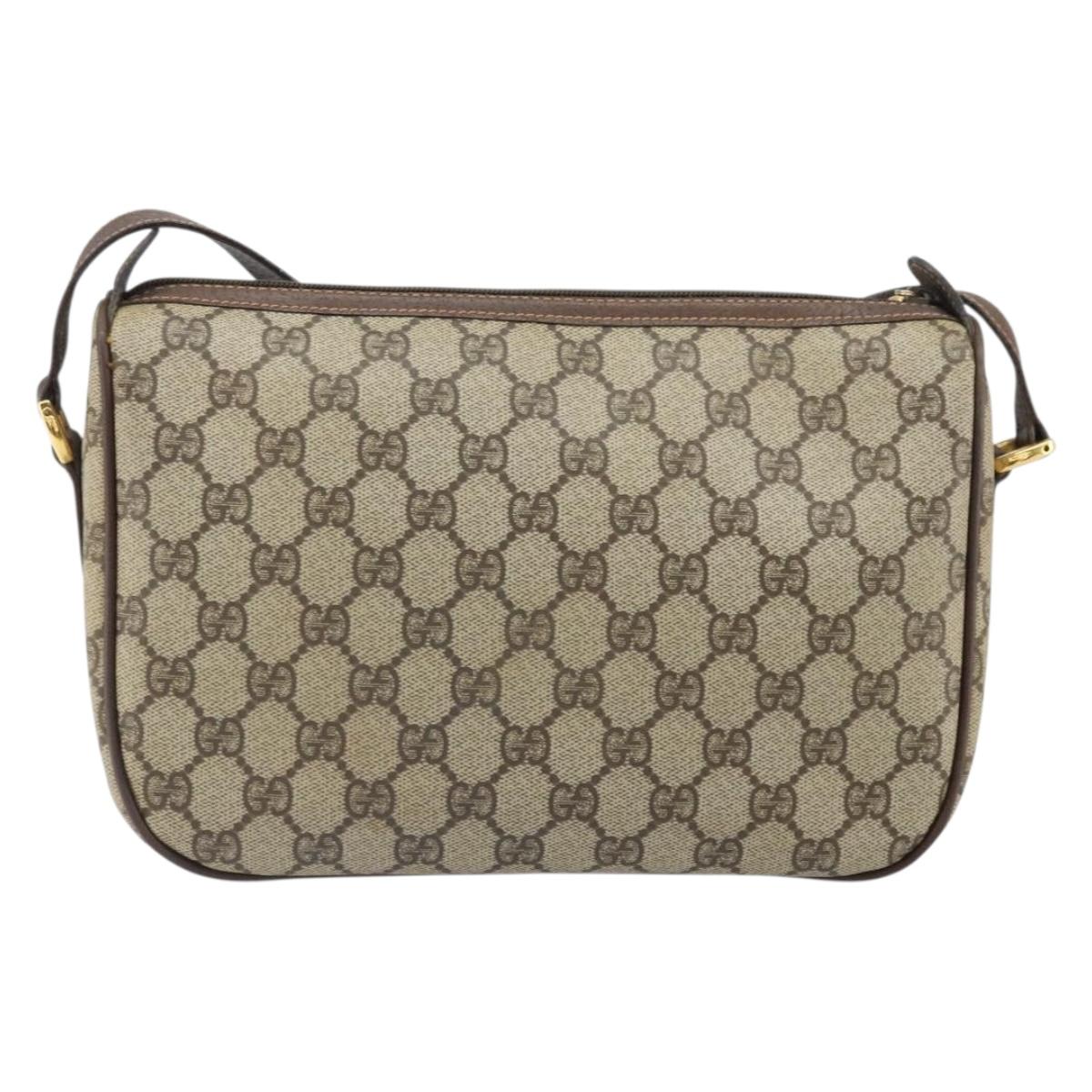 GUCCI GG Supreme Web Sherry Line Bag PVC Beige Gold 89 02 077 Auth 170107