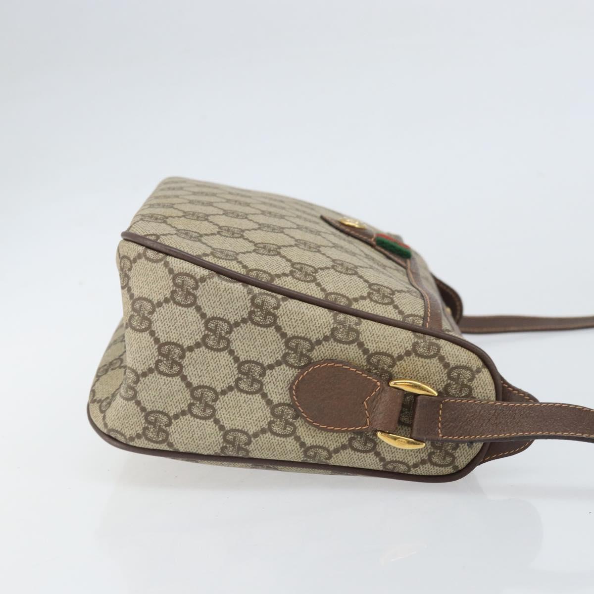 GUCCI GG Supreme Web Sherry Line Bag PVC Beige Gold 89 02 077 Auth 170107