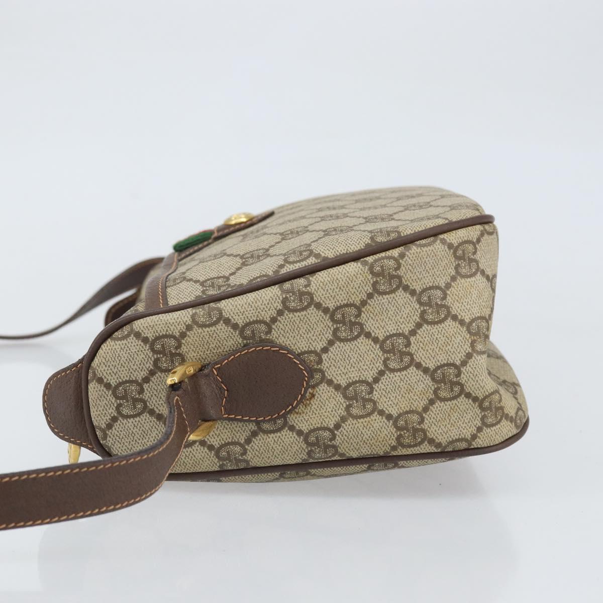 GUCCI GG Supreme Web Sherry Line Bag PVC Beige Gold 89 02 077 Auth 170107