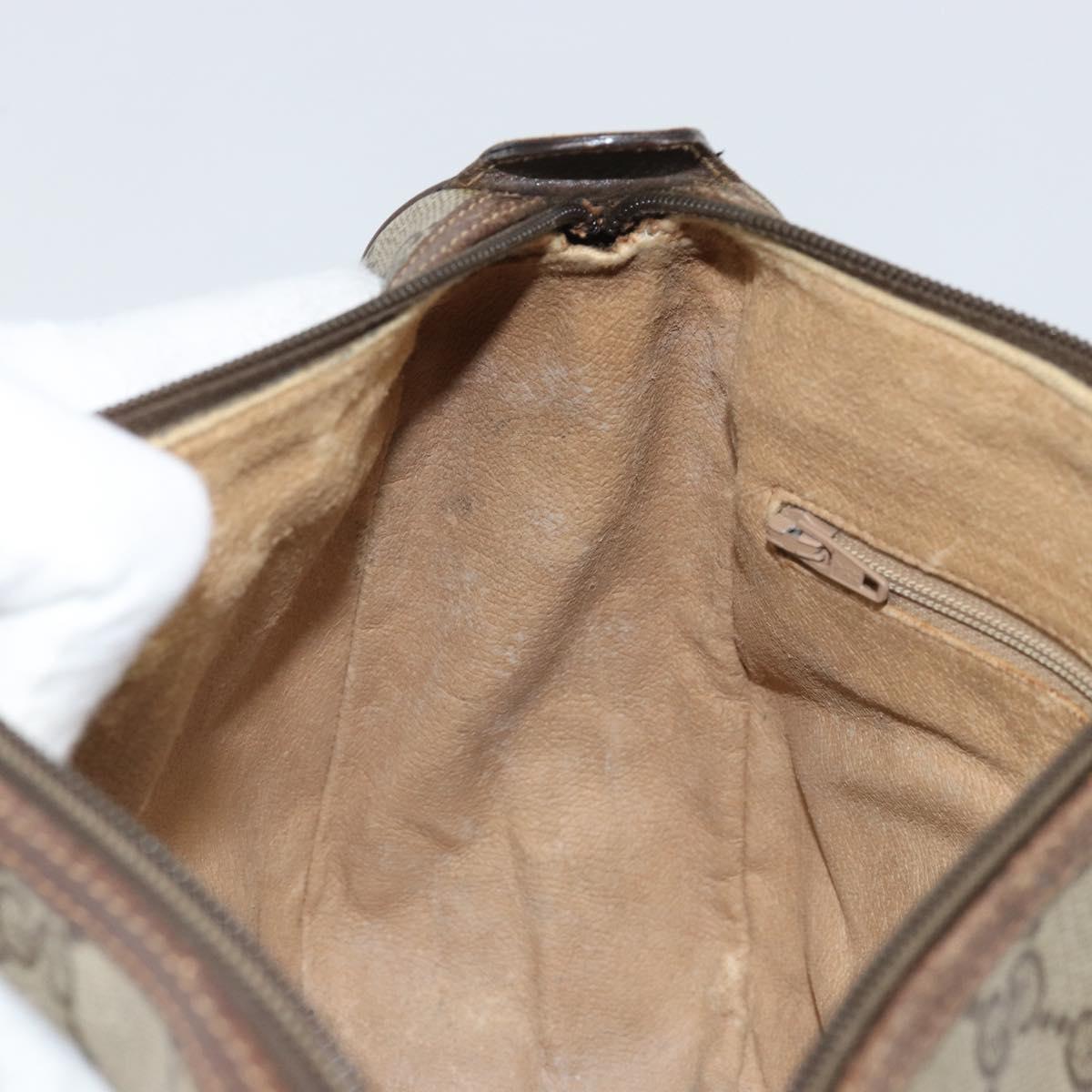 GUCCI GG Supreme Web Sherry Line Bag PVC Beige Gold 89 02 077 Auth 170108